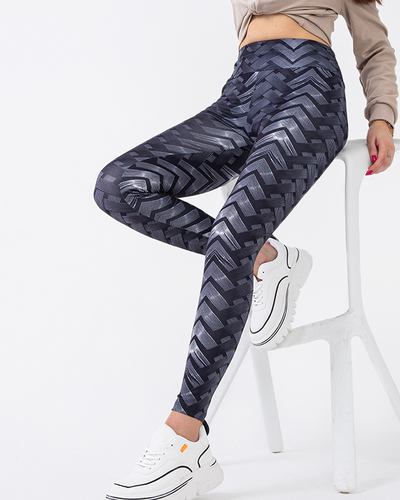 Patterned women's high-waisted black and white leggings - Clothing