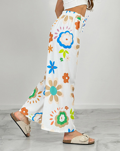 Royalfashion Women's wide floral fabric pants