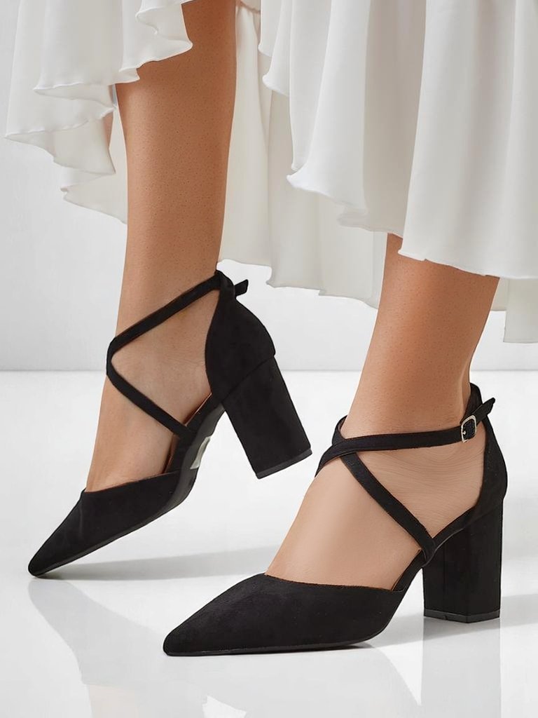 Royalfashion Women's eco-suede pumps with Kanastru straps