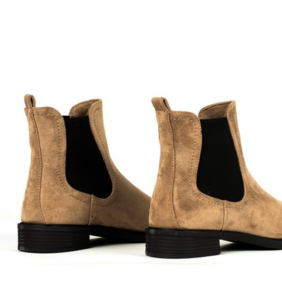 Beżowe botki eko-zamszowe Abelia - Obuwie