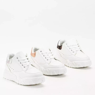 OUTLET Women's white sports shoes with a silver Abi insert - Footwear