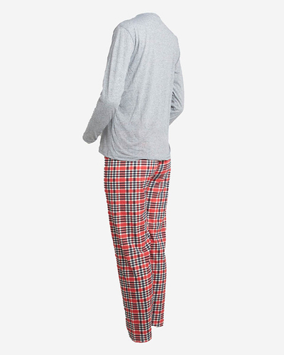 Grey women's 2-piece pajamas with snowman- Clothing