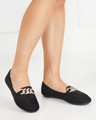 Melni sieviešu eko-zamšādas kurpes ar ķēdīti Osylia - Shoes