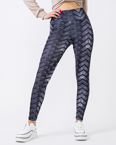 Patterned women's high-waisted black and white leggings - Clothing