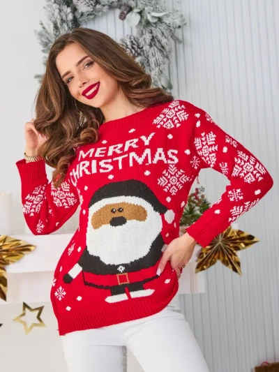 Royalfashion Sieviešu Ziemassvētku džemperis ar Ziemassvētku vecī vi