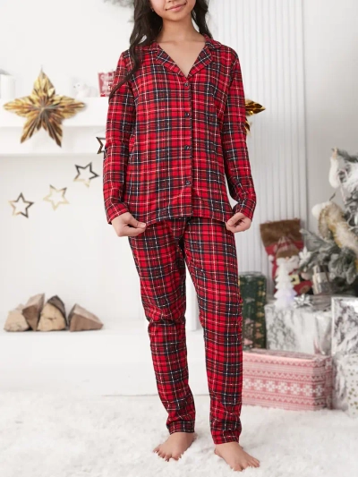 Royalfashion Christmas children's cotton plaid pajama