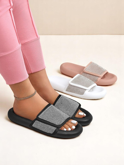 Royalfashion Women's Flat Sole Flip Flops Sparkle Step