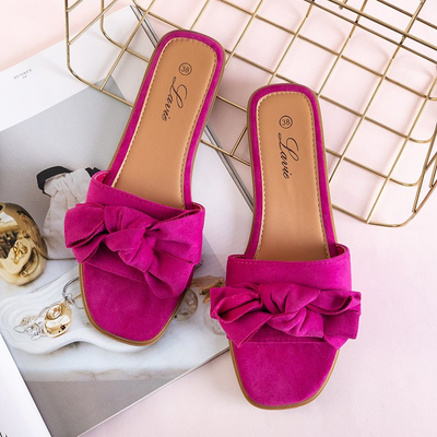 Fuchsia women's slippers with a Bonjour bow - Shoes
