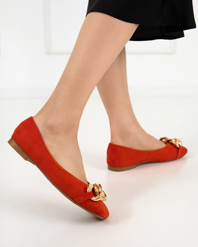 OUTLET Orange women's ballerinas with Caviene decoration - Footwear