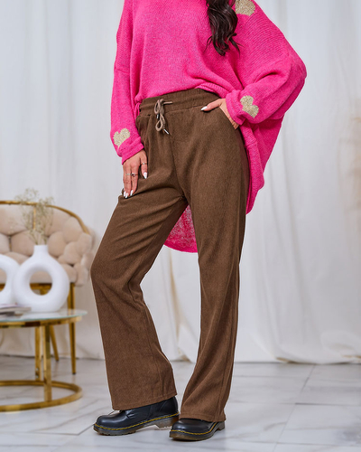 Royalfashion Brown women's corduroy fabric pants