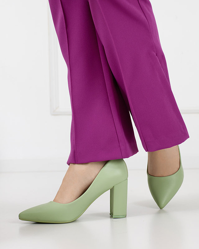 Light green women's pumps on the post Sweet - Footwear