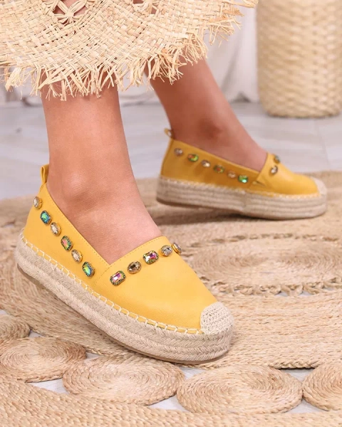 Sieviešu dzeltenās espadrilles ar kristāliem Ziennie - Apavi