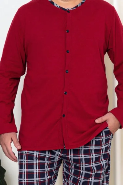 Royalfashion vīriešu kokvilnas pārbaudītas pidžamas PLUS SIZE