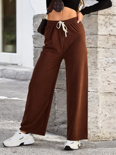Royalfashion Women's wide ribbed pants