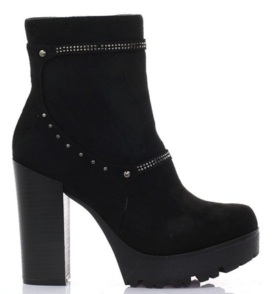 Czarne botki z eko-zamszu - Obuwie