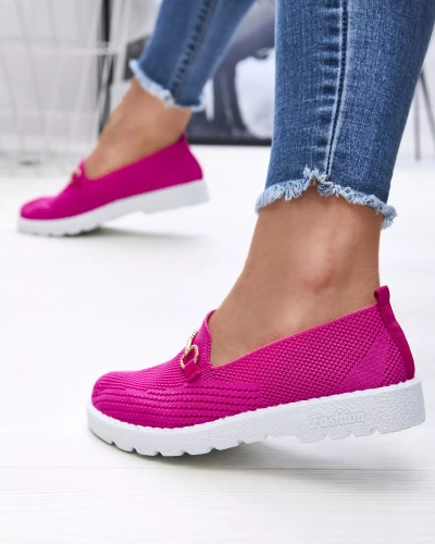 Fuchsia women's slip on sneakers with gold embellishment Enelida - Footwear