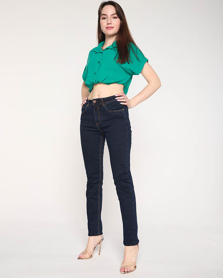 Navy blue straight women's PLUS SIZE jeans - Clothing