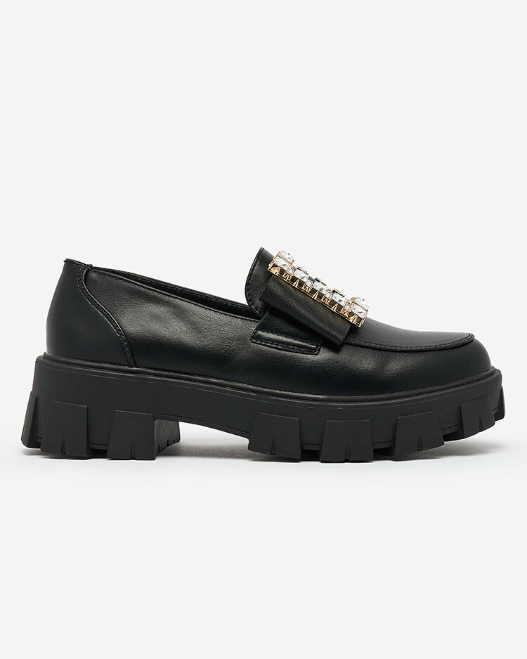 Royalfashion Black moccasins with decoration on the nose Alomease