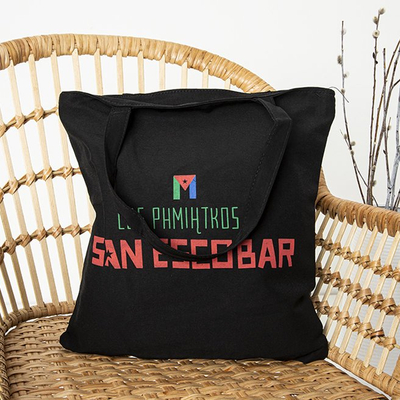 Black women's shoulder bag with inscriptions - Accessories