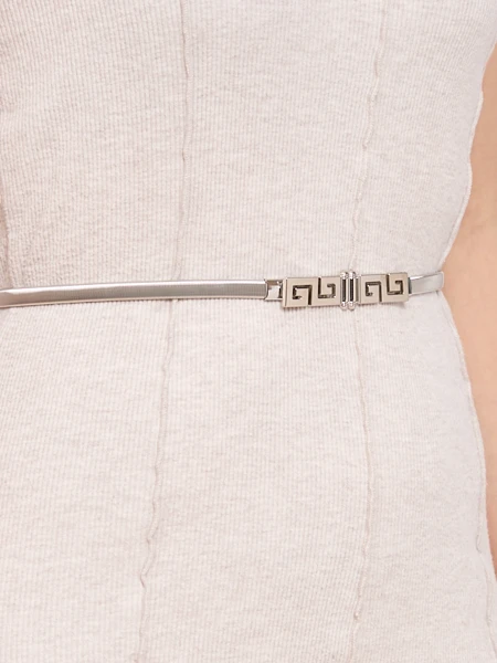 Damski pasek metalowy srebrny Heraklesa Greca glamour stylowy 64-100 cm