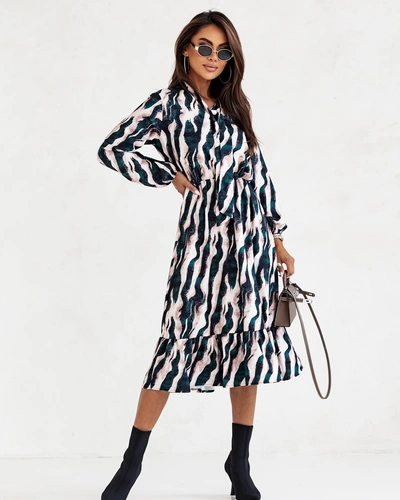 Royalfashion Sieviešu midi kleita ar druku