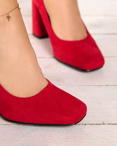Red women's pumps with a square toe Zerila - Footwear