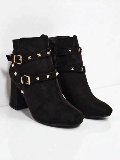 Nova Eleganza Botki na Słupku z Złotymi Elementami