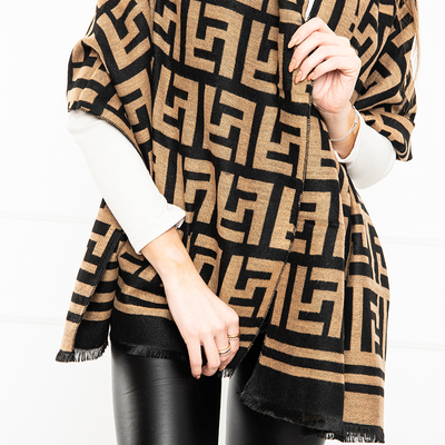 Light brown patterned women's scarf - Accessories