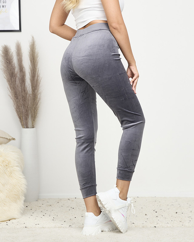 Gray women's velour jogger sweatpants - Clothing