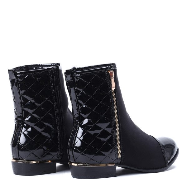 Czarne botki z pikowaniem - Obuwie