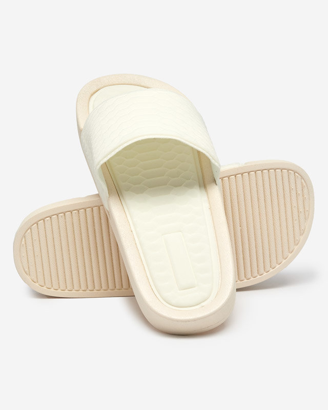 OUTLET Women's white slippers with Galite embossing - Footwear