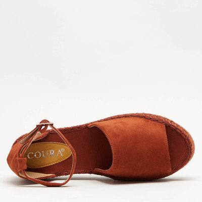 Brown women's sandals on the Ponera platform - Footwear