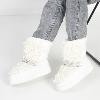 OUTLET White women's snow boots with decorative upper Porto- Footwear