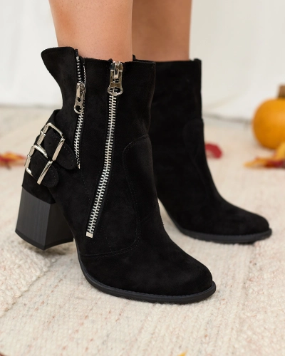 Royalfashion Women's black boots with Feirrgo decoration