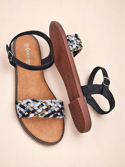 Royalfashion Sandale për femra me shollë të sheshtë ColorStrap