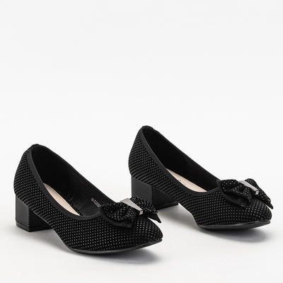 Black women's pumps with polka dots with a bow Verima - Shoes