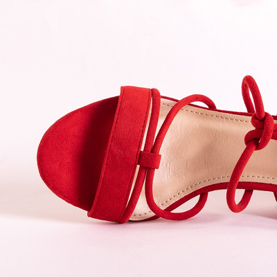 Red women's sandals with awrora binding - shoes