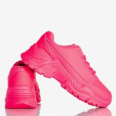 Neon pink women's sneakers on a massive Lera sole - Footwear 1