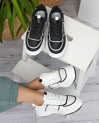 Black women's sneakers with glossy inserts Pinero - Footwear