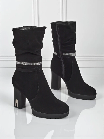 Matte Women's Ankle Boots with Block Heel Ashen Bloom