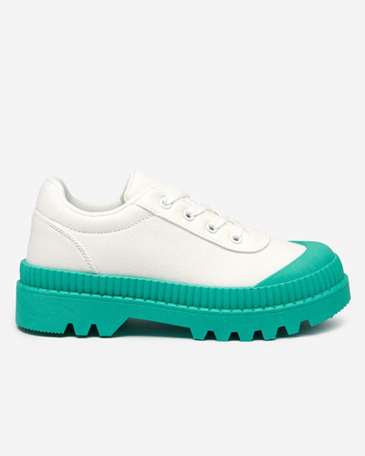 Women's sneakers in white with a green sole Comp - Footwear