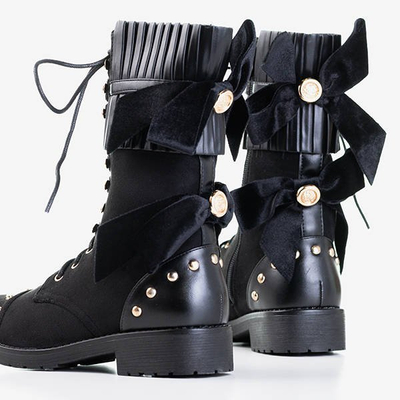 Black women's boots with Farida ornaments - Footwear