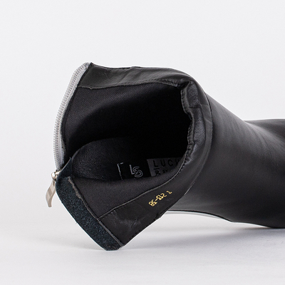 Black and silver boots on a Pritti stiletto heel. Footwear