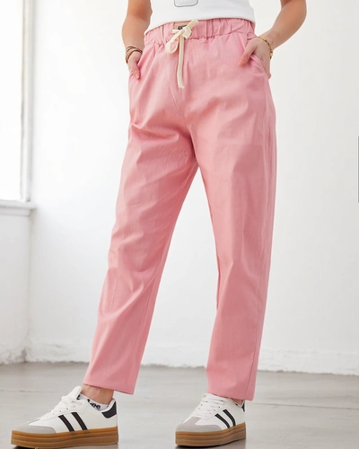 Royalfashion kokvilnas taisni sieviešu bikses ar jostu jostasvietā