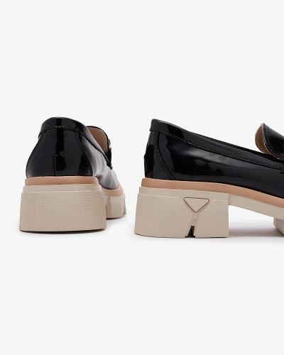 Lakēti melni mokasīni ar krāsainiem akmentiņiem Sarix - Apavi