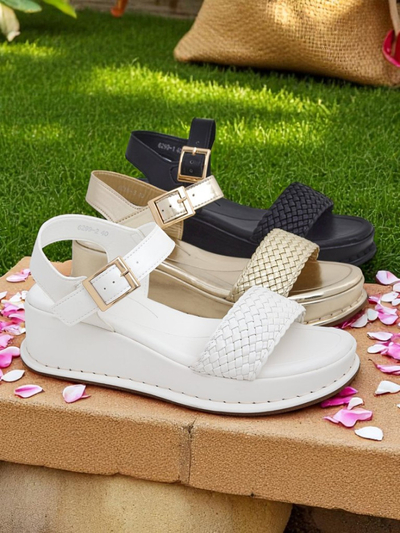 Royal Fashion Women's braided wedge sandals, Fiolle style