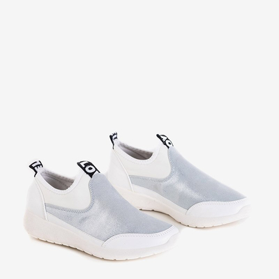 Jadena white and silver women's sports shoes - Footwear