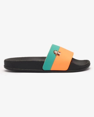 Royalfashion Green-orange women's rubber flip-flops Lierigs