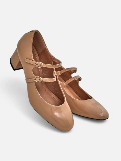 Royalfashion Patent women's heeled pumps with straps Ovigs