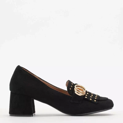 OUTLET Черные туфли-лодочки на столбе с декоративным верхом Nell-Shoes